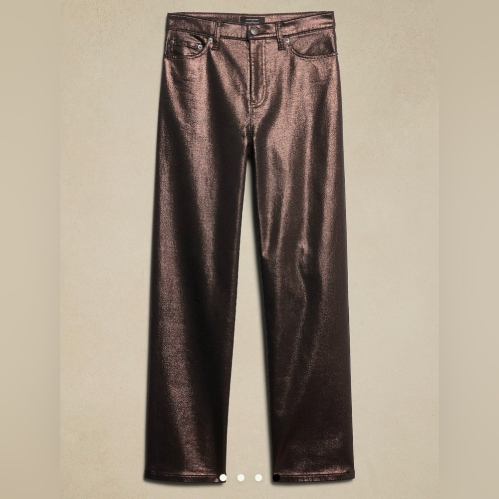 NWT Beautiful Banana Republic Bronze Metallic Straight Leg Jeans size 27